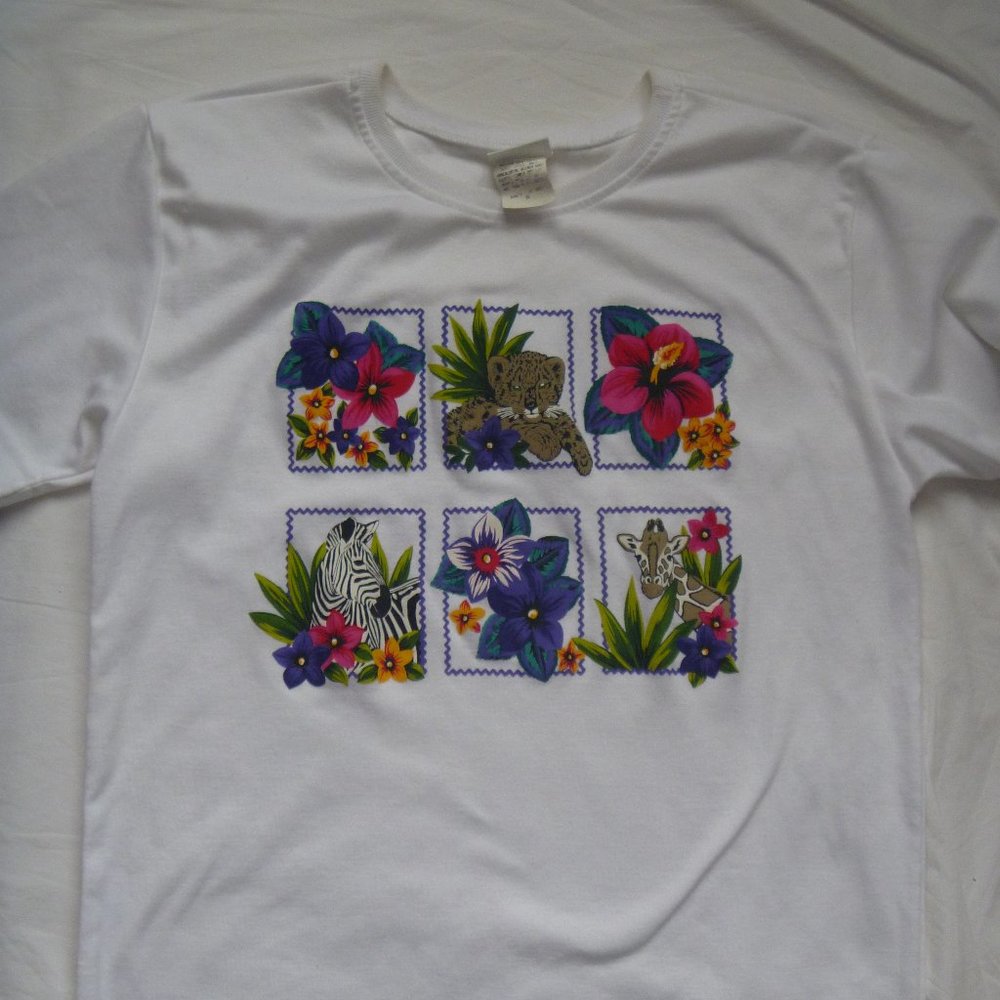 Vintage Jantzen silk screened top Made in USA sz M